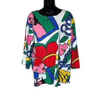 Vintage art to wear by Ken done women’s small oversized colorful art to wear top